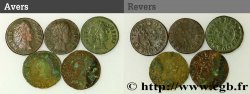 LOUIS XIII LE JUSTE Lot de cinq deniers tournois n.d. s.l.