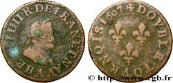 HENRI IV LE GRAND Double tournois, 2e type de Paris (légende française) 1607 Paris, Moulin des Étuves