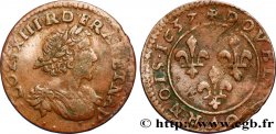 LOUIS XIII LE JUSTE Double tournois 1637 Vallée du Rhône