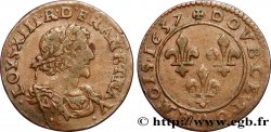 LOUIS XIII LE JUSTE Double tournois 1637 Vallée du Rhône