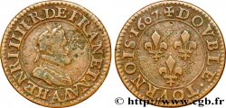 HENRI IV LE GRAND Double tournois, 2e type de Paris (légende française) 1607 Paris, Moulin des Étuves