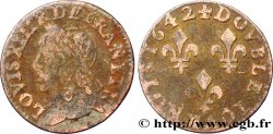 LOUIS XIII LE JUSTE Double tournois, type de Warin 1642 s.l.