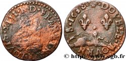 LOUIS XIII LE JUSTE Double tournois, type 8 1638 Bordeaux