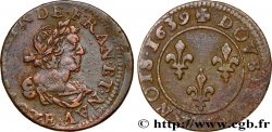 LOUIS XIII LE JUSTE Double tournois, 19e type 1639 Tours