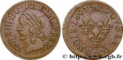 LOUIS XIII LE JUSTE Double tournois, type de Warin 1643 Corbeil