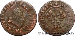 LOUIS XIII LE JUSTE Double tournois, type 8 1634 Lyon