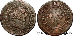 LOUIS XIII LE JUSTE Double tournois, 6e type 1628 Lyon