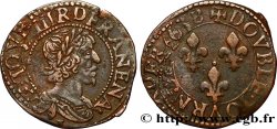 LOUIS XIII LE JUSTE Double tournois, 14e type 1638 Tours
