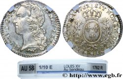LOUIS XV DIT LE BIEN AIMÉ Dixième d&nbsp;écu aux branches d’olivier, tête ceinte d’un bandeau 1762 Orléans SUP58