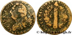 LOUIS XVI (MONARQUE CONSTITUTIONNEL)  6 deniers dit &nbsp;au faisceau&nbsp;, type FRANÇOIS 1793 Nantes