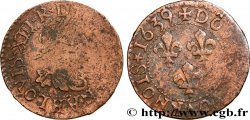 LOUIS XIII LE JUSTE Double tournois, type 14 1639 La Rochelle