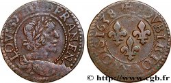LOUIS XIII LE JUSTE Double tournois, 14e type 1638 Tours