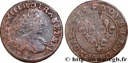 LOUIS XIII LE JUSTE Double tournois au grand buste viril drapé 1638 Vallée du Rhône TB