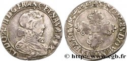 LOUIS XIII LE JUSTE Demi-franc, grande tête nue adolescente au col fraisé 1615 Troyes