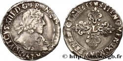 LOUIS XIII LE JUSTE Demi-franc buste lauré au grand col rabattu 1639 Montpellier