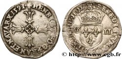 HENRI IV LE GRAND Quart d&nbsp;écu, croix feuillue de face 1591 Bayonne
