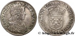 LOUIS XIV LE GRAND OU LE ROI SOLEIL Demi-écu, portrait à la mèche longue 1651 Angers