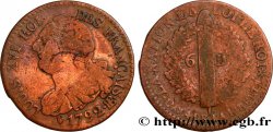 LOUIS XVI 6 deniers dit &nbsp;au faisceau&nbsp;, type FRANÇAIS 1792 Strasbourg