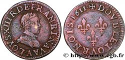 LOUIS XIII Double tournois, type 1 1611 Paris, Moulin du Louvre