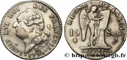 LOUIS XVI (MONARQUE CONSTITUTIONNEL)  15 sols dit &nbsp;au génie&nbsp;, type FRANÇOIS 1791 Limoges
