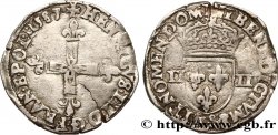HENRY III Quart d écu, croix de face 1587 Bayonne