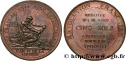 REVOLUTION COINAGE / CONFIANCE (MONNAIES DE…) Monneron de 5 sols à l Hercule, frappe médaille 1792 Birmingham, Soho