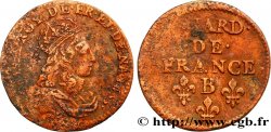 LOUIS XIV LE GRAND OU LE ROI SOLEIL Liard de cuivre, 2e type 1655 Pont-de-l’Arche