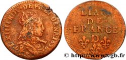 LOUIS XIV LE GRAND OU LE ROI SOLEIL Liard de cuivre, 2e type 1656 Vimy-en-Lyonnais (actuellement Neuville-sur-Saône)