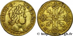 LOUIS XIV LE GRAND OU LE ROI SOLEIL Louis d&nbsp;or aux huit L, portrait à la mèche courte 1644 Paris, Monnaie du Louvre TB/TB+