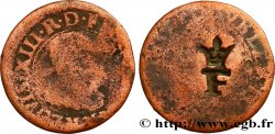 LOUIS XIII LE JUSTE Double tournois, type de La Rochelle, contremarqué n.d. La Rochelle B