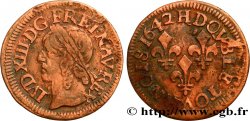 LOUIS XIII LE JUSTE Double tournois, type de Warin 1642 La Rochelle TB+