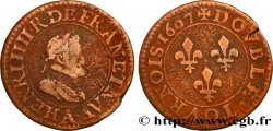 HENRI IV LE GRAND Double tournois, 2e type de Paris (légende française) 1607 Paris, Moulin des Étuves