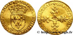 CHARLES IX Écu d&nbsp;or au soleil, 1er type, légende fautée 1565 La Rochelle
