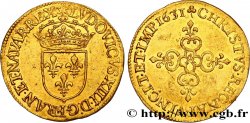 LOUIS XIII Écu d or au soleil, à la croix anillée fleurdelisée 1631 Paris AU/AU