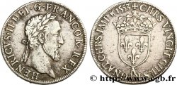 HENRY II Teston à la tête laurée, fabriqué au moulin 1553 Paris, Moulin des Étuves XF