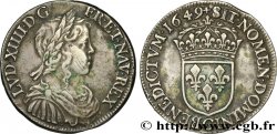 LOUIS XIV  THE SUN KING  Demi-écu, portrait à la mèche longue 1649 Poitiers XF/AU