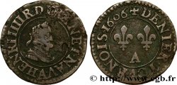HENRI IV LE GRAND Denier tournois, 1er type de Paris (légende française) 1606 Paris