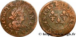 LOUIS XIII LE JUSTE Double tournois, 19e type 1639 Tours