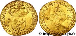 LOUIS XIII LE JUSTE Écu d or au soleil, à la croix anillée fleurdelisée 1637 Paris TTB