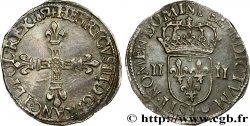 HENRI III Quart d écu, croix de face, millésime fautif (1857) et légende fautée 1587 Rennes