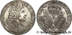 LOUIS XIV LE GRAND OU LE ROI SOLEIL Écu aux trois couronnes 1710 Reims TTB/TTB+