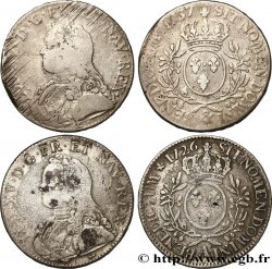 LOUIS XV DIT LE BIEN AIMÉ Écu dit &nbsp;aux branches d&nbsp;olivier&nbsp;, lot de 2 ex. n.d. Ateliers divers TB