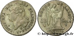 LOUIS XVI (MONARQUE CONSTITUTIONNEL)  15 sols dit &nbsp;au génie&nbsp;, type FRANCOIS 1791 Limoges TTB