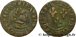 LOUIS XIII  Double tournois, buste adolescent au col relevé, (6e portrait) 1621 Saint-André de Villeneuve-lès-Avignon