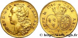 LOUIS XV  THE WELL-BELOVED  Double louis d’or aux écus ovales, tête ceinte d’un bandeau 1744 Nantes