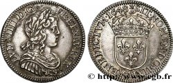 LOUIS XIV LE GRAND OU LE ROI SOLEIL Quart d&nbsp;écu, portait à la mèche longue 1648 Paris TTB+