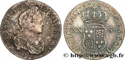 LOUIS XV  THE WELL-BELOVED  XX sols de Navarre 1720 Lyon XF/AU