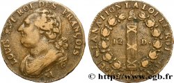 LOUIS XVI 12 deniers dit &nbsp;au faisceau&nbsp;, type FRANÇOIS 1791 Paris XF