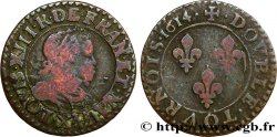 LOUIS XIII LE JUSTE Double tournois, type 1 1614 Amiens TB