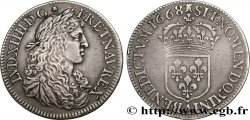 LOUIS XIV LE GRAND OU LE ROI SOLEIL Demi-écu, portrait apollinien 1668 Paris TTB+